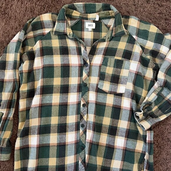 Buckle BKE Oversized Boyfriend Flannel Shirt Shaket Button Down Size Small - Picture 1 of 8